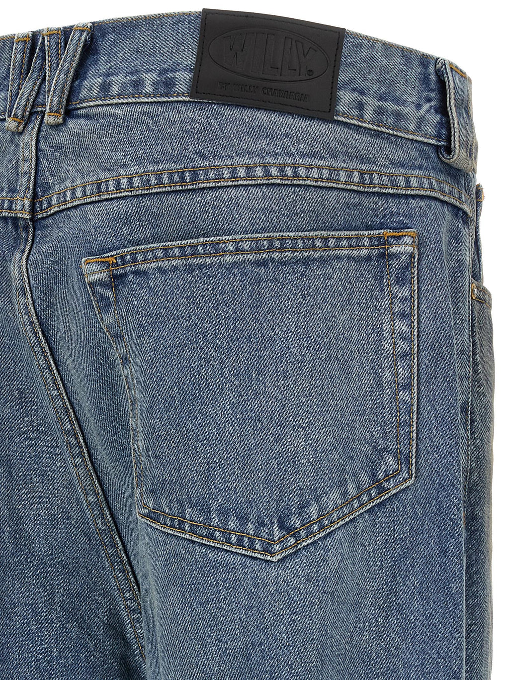 Blue Cotton Flared Jeans