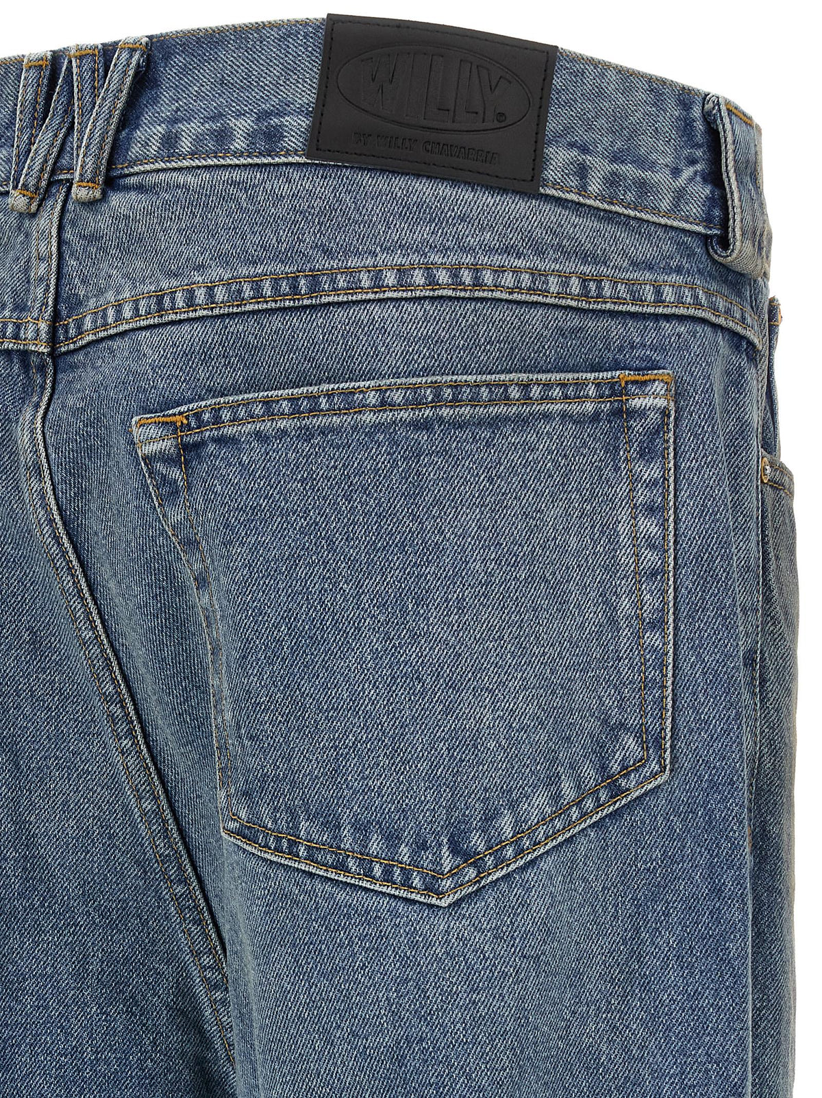 Blue Cotton Flared Jeans
