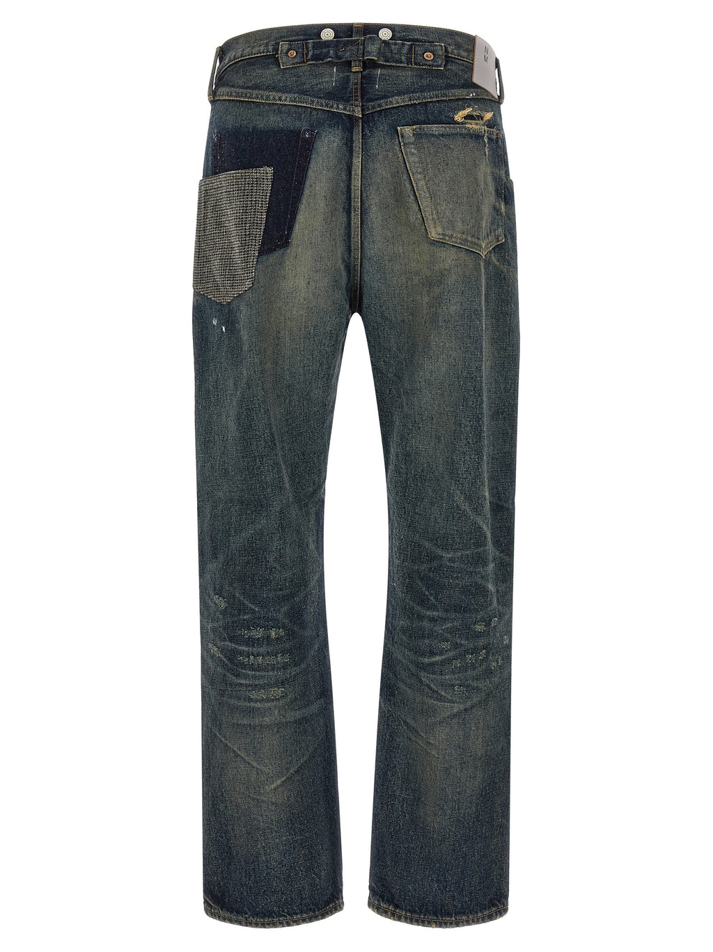 Blue Cotton Straight-Leg Jeans