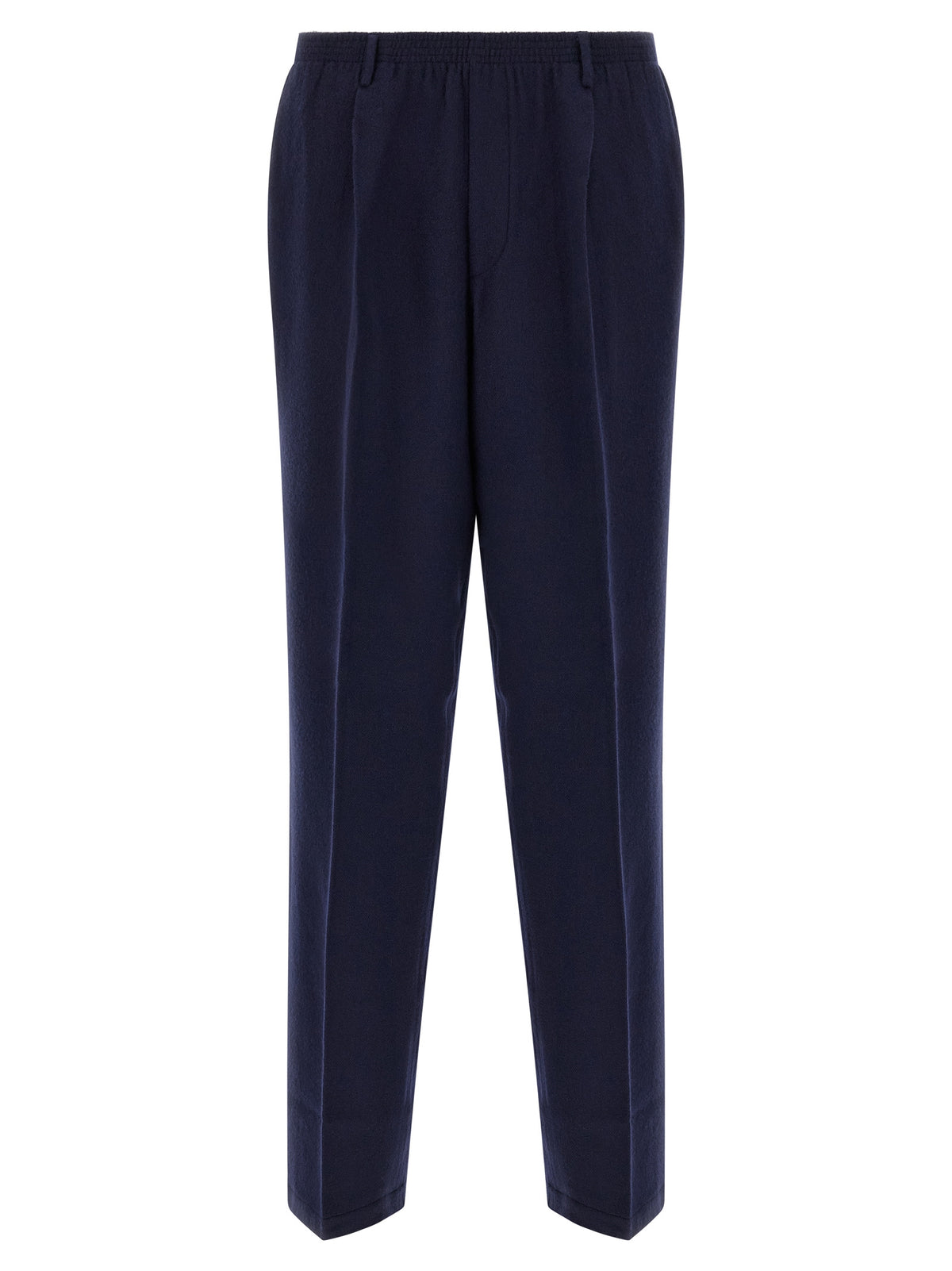 Blue Virgin Wool Casual Pants