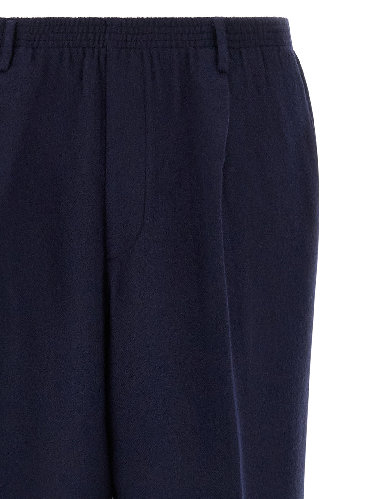 Blue Virgin Wool Casual Pants