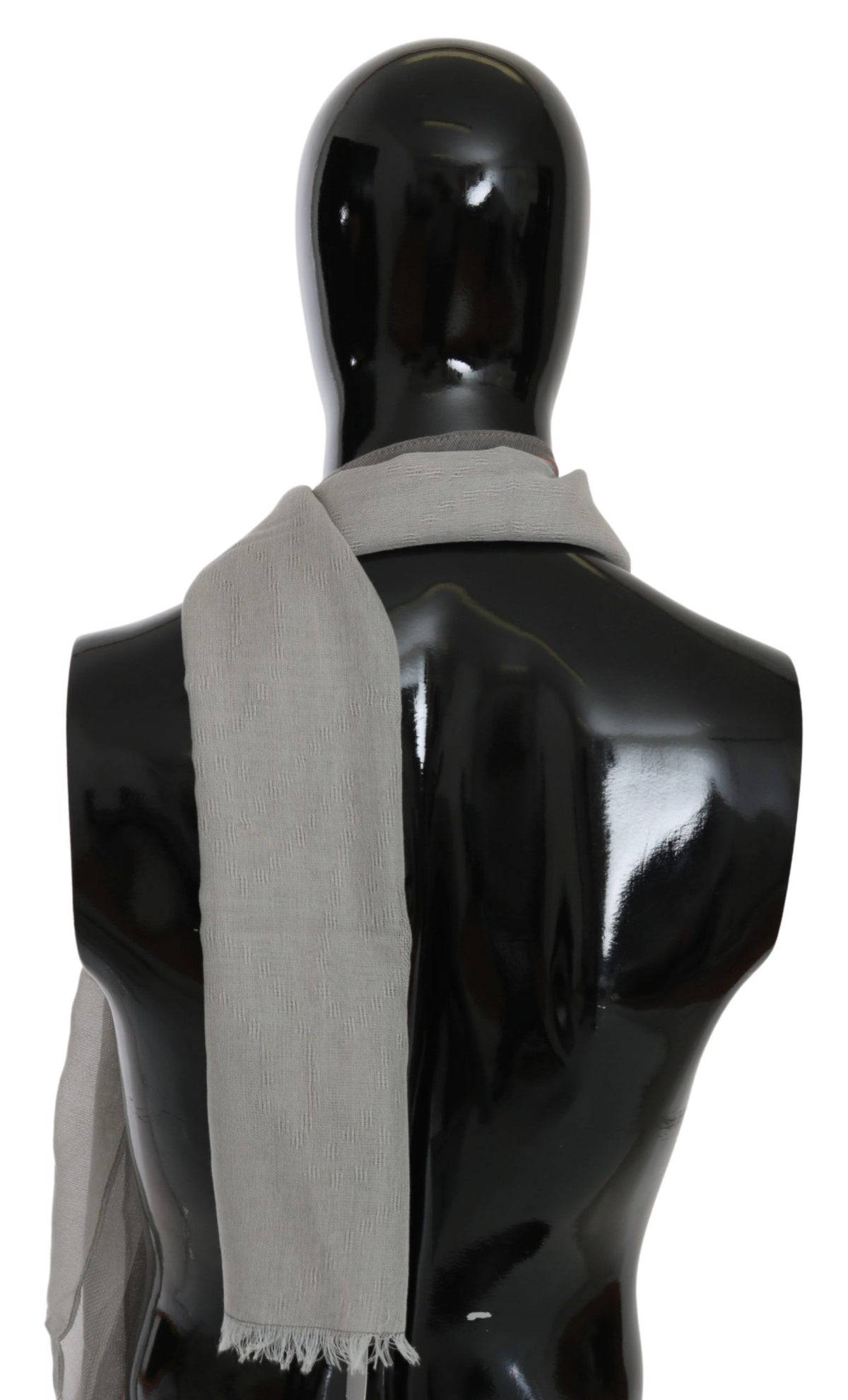 Costume National Grey Fringe Neck Wrap Cotton Scarf