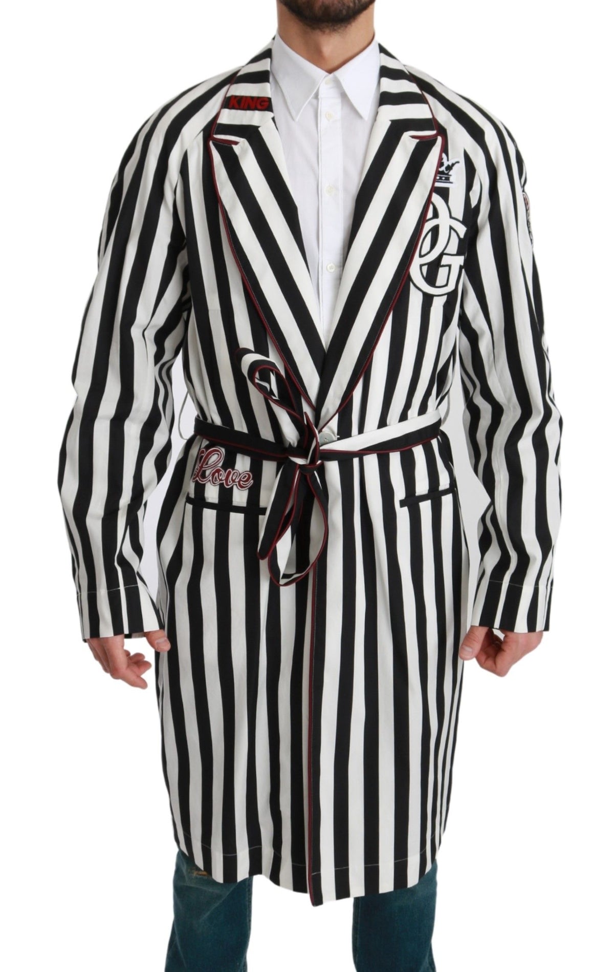 Dolce & Gabbana Black and White Cotton Robe