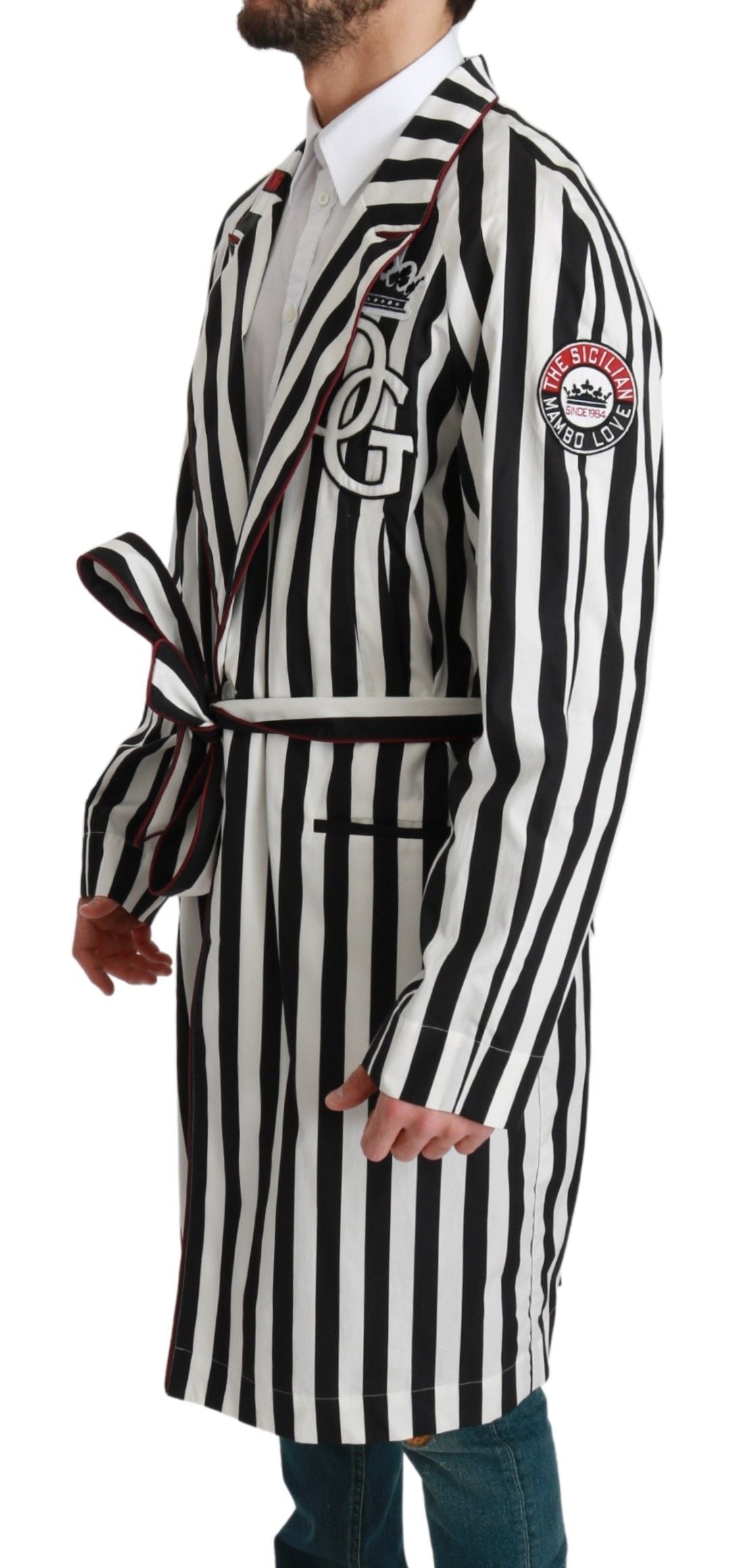 Dolce & Gabbana Black and White Cotton Robe
