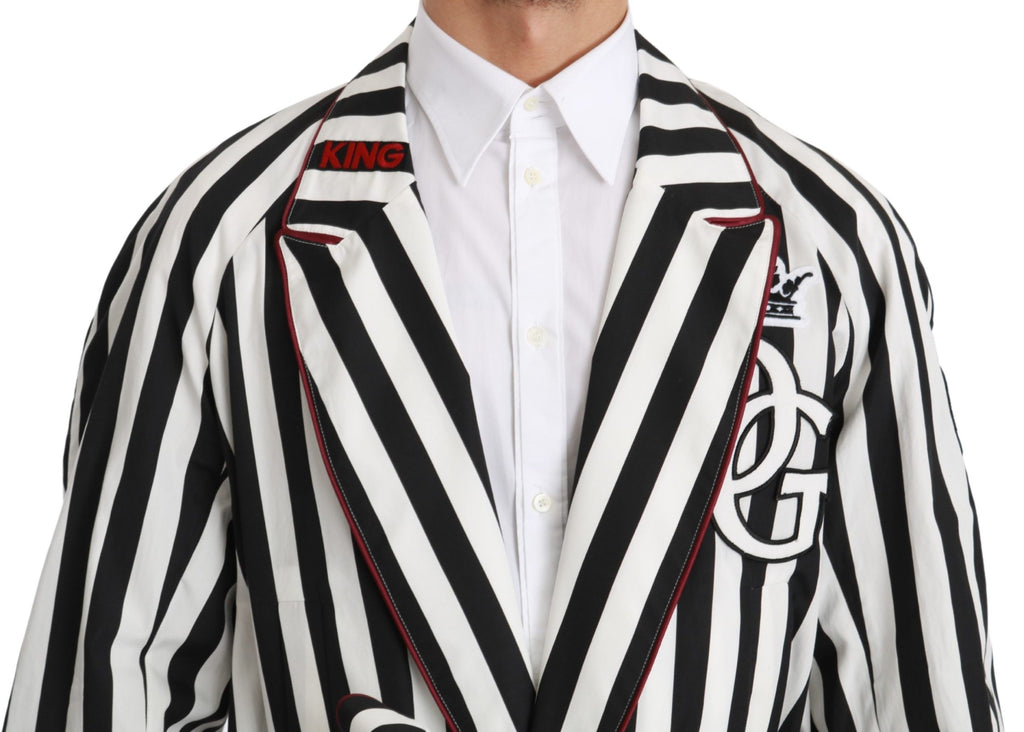 Dolce & Gabbana Black and White Cotton Robe