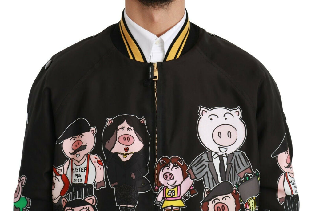 Dolce & Gabbana Black Year of the Pig Bomber Jacket