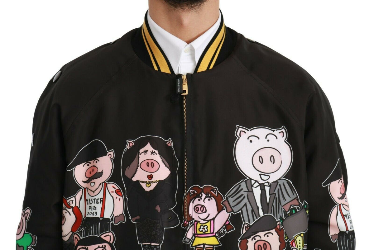 Dolce & Gabbana Black Year of the Pig Bomber Jacket