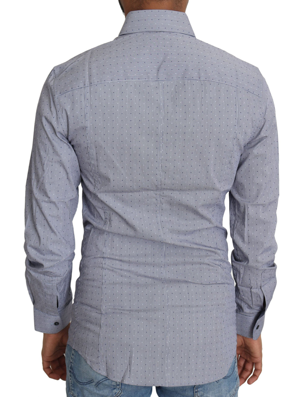 Dolce & Gabbana Grey Dotted Semi-Fitted Formal Sicilia Shirt