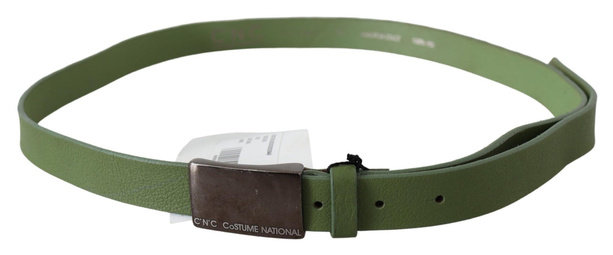 Costume National Green Leather Silver Buckle Waist Belt