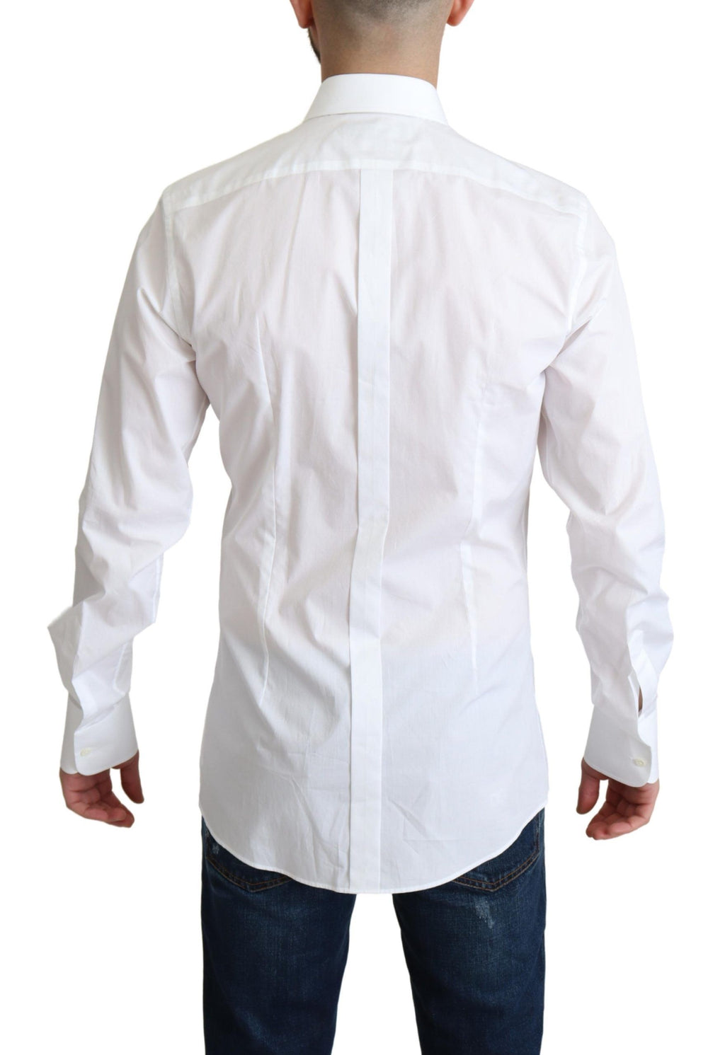 Dolce & Gabbana White Bib Cotton Poplin Formal Shirt