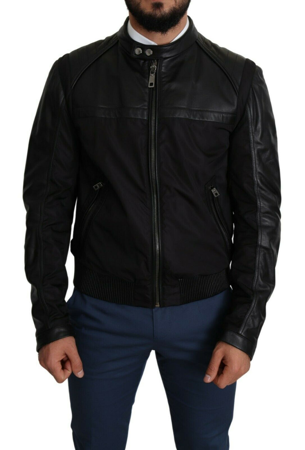 Dolce & Gabbana Black Nylon Full-Zip Bomber Jacket