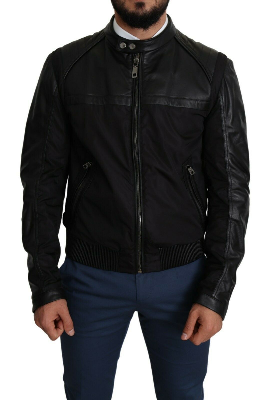 Dolce & Gabbana Black Nylon Full-Zip Bomber Jacket