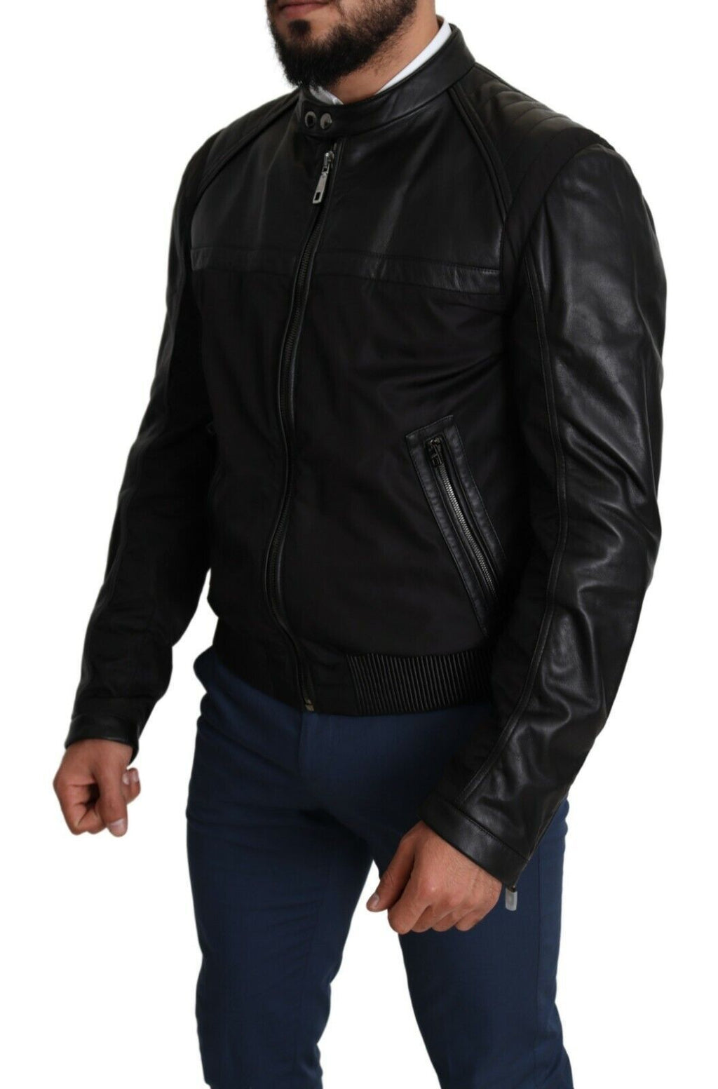Dolce & Gabbana Black Nylon Full-Zip Bomber Jacket
