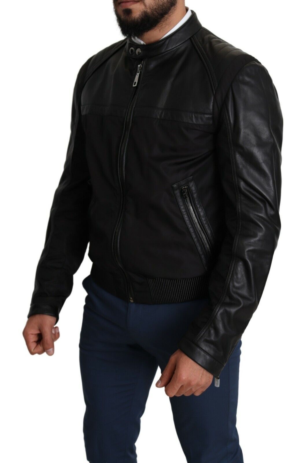 Dolce & Gabbana Black Nylon Full-Zip Bomber Jacket