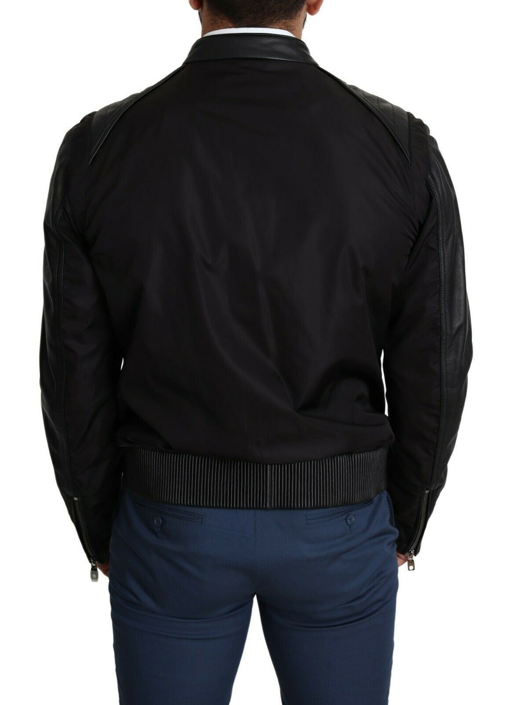 Dolce & Gabbana Black Nylon Full-Zip Bomber Jacket