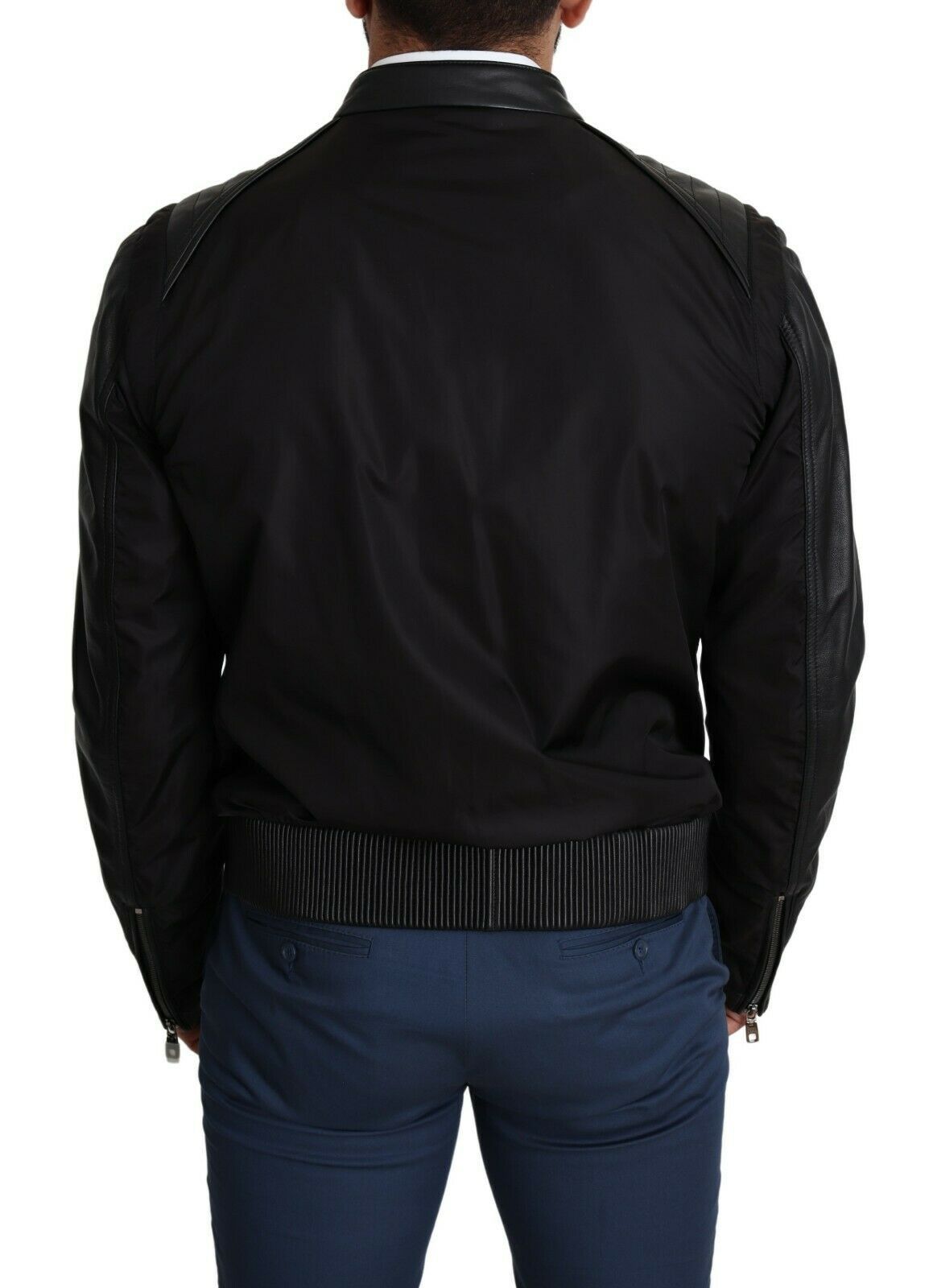 Dolce & Gabbana Black Nylon Full-Zip Bomber Jacket