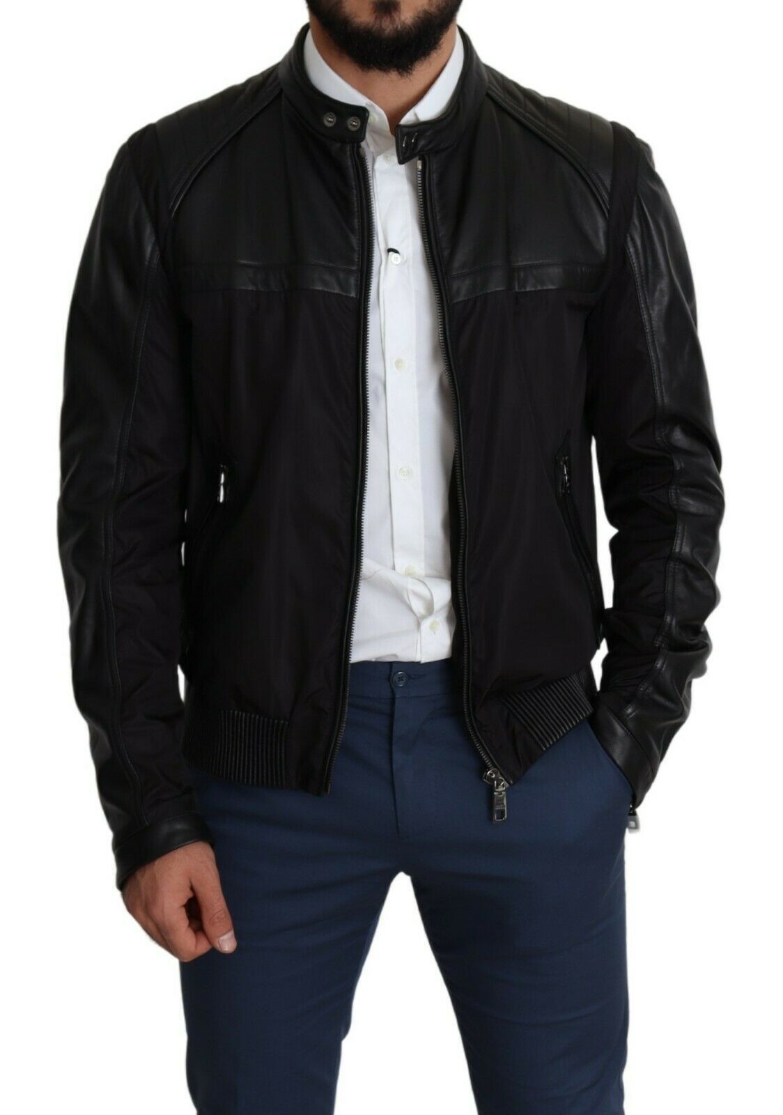 Dolce & Gabbana Black Nylon Full-Zip Bomber Jacket