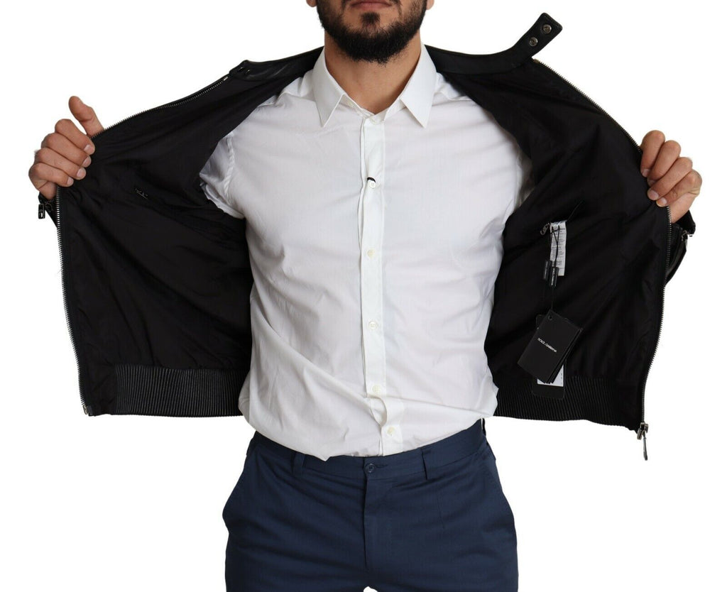 Dolce & Gabbana Black Nylon Full-Zip Bomber Jacket