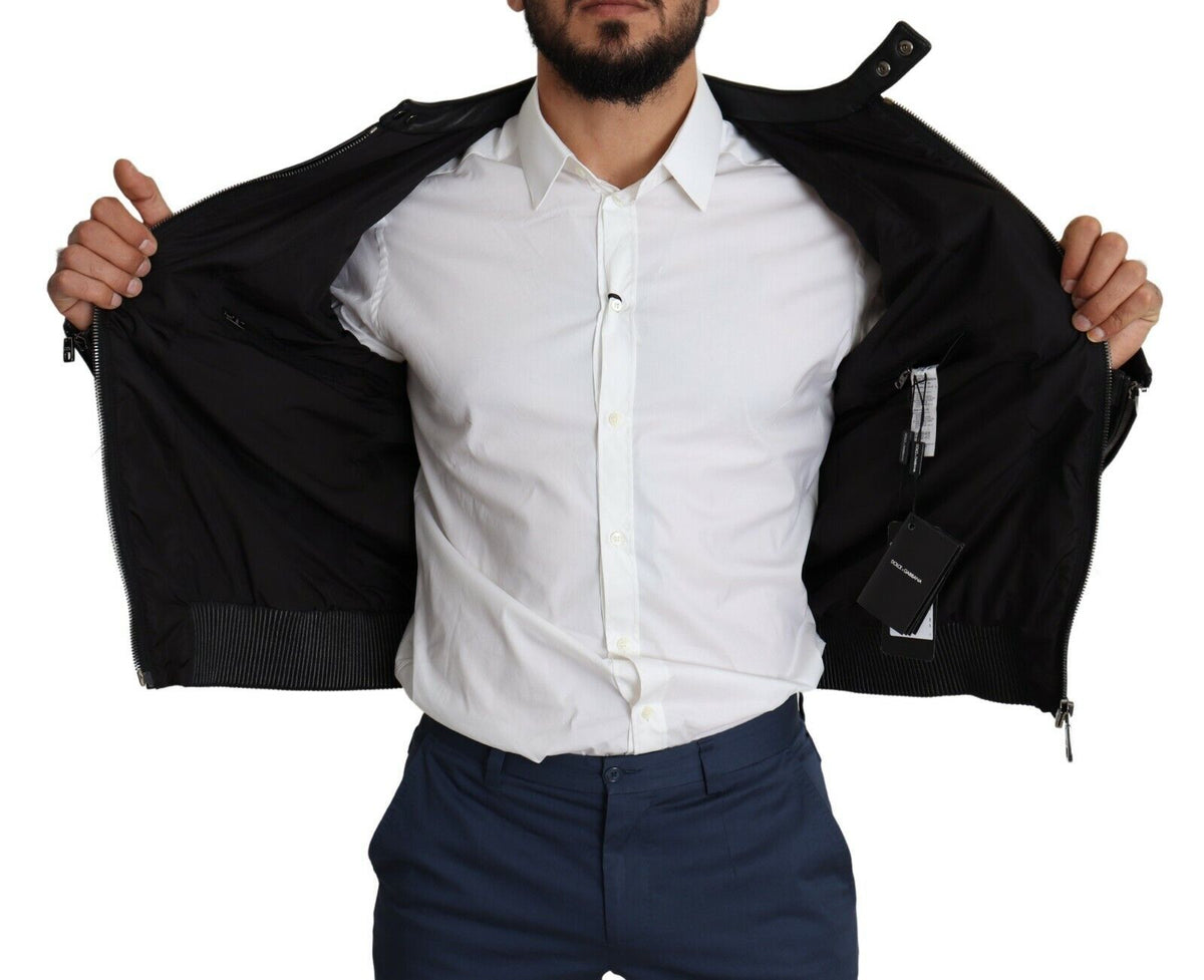 Dolce & Gabbana Black Nylon Full-Zip Bomber Jacket