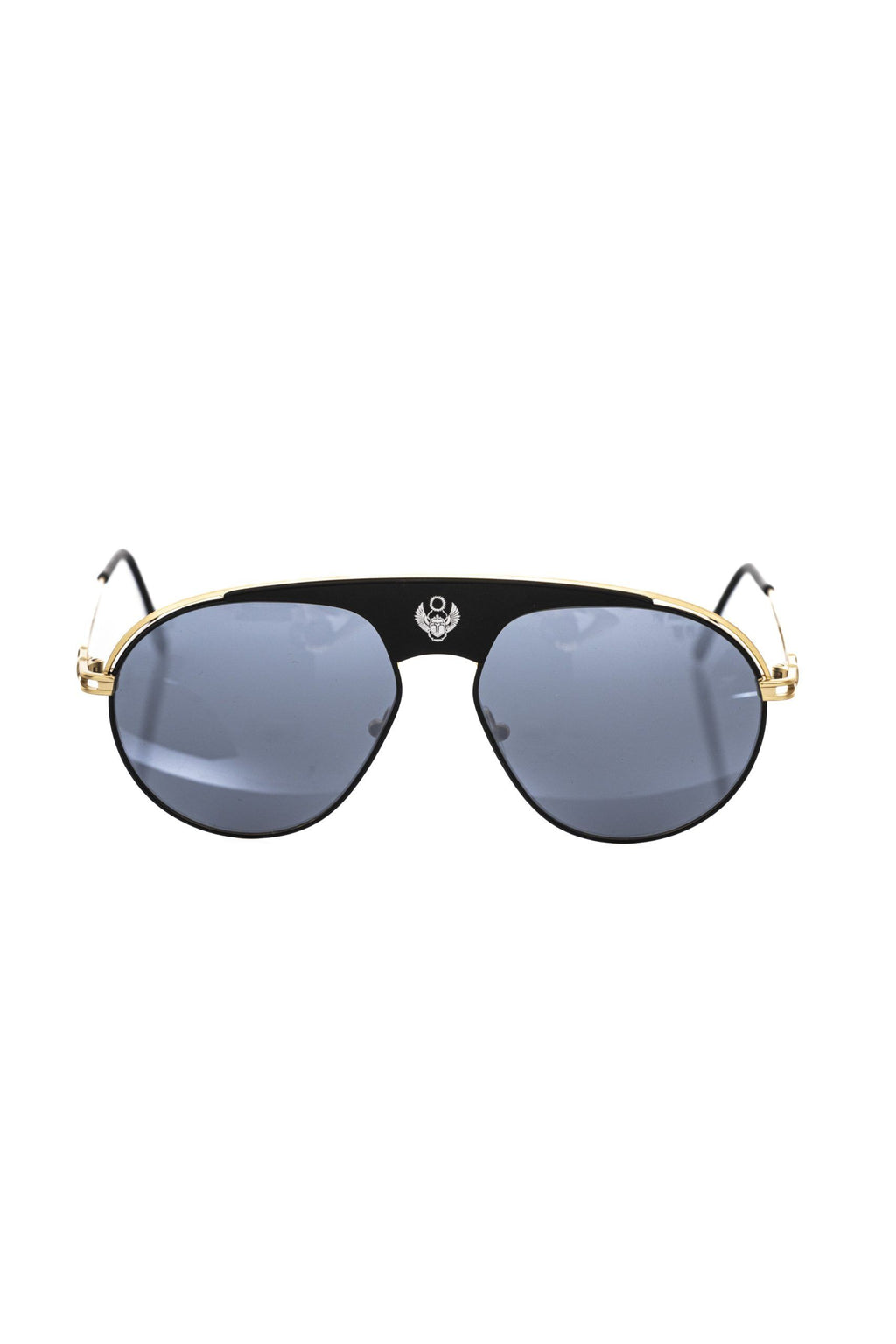 Frankie Morello Black Metallic Shield Sunglasses