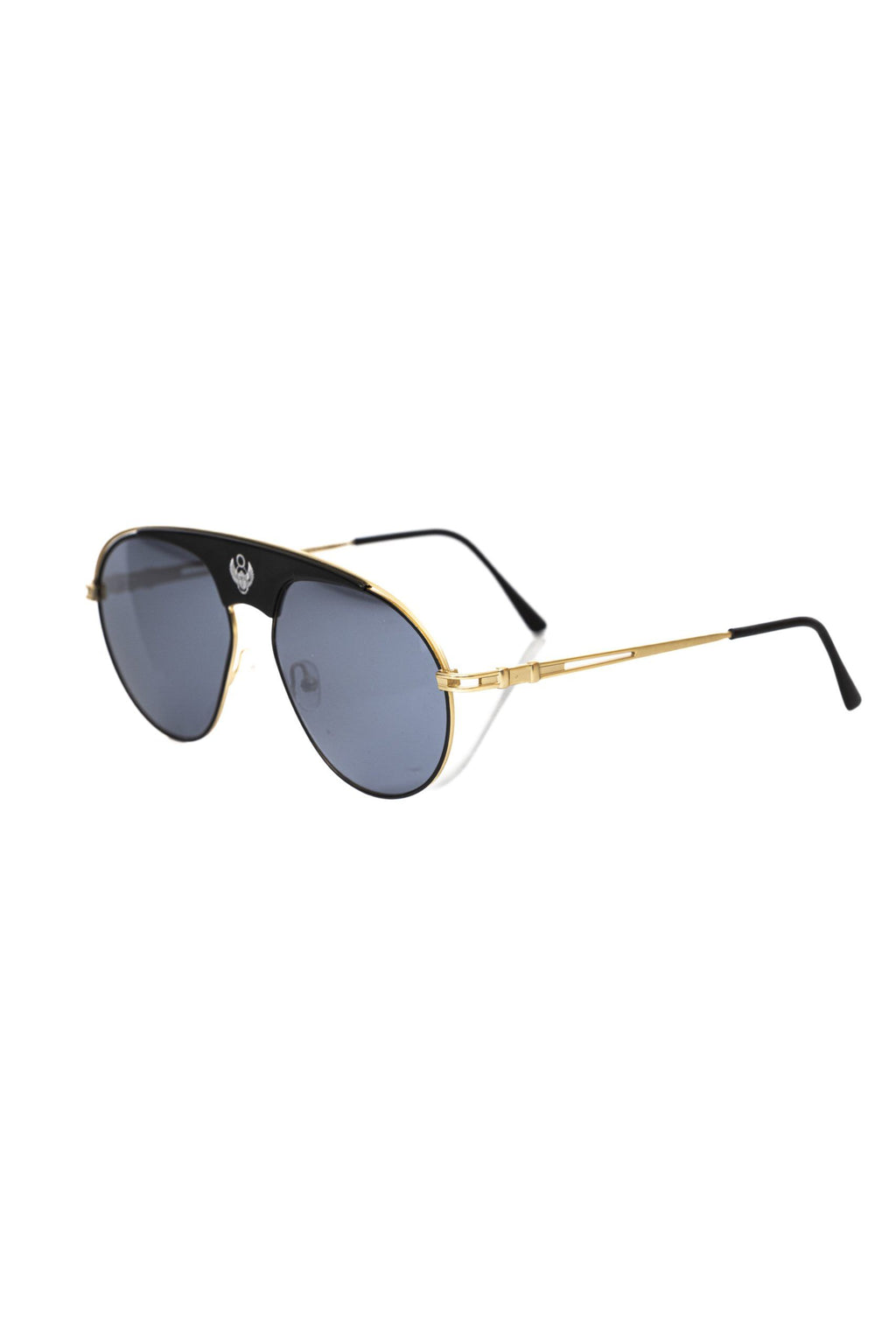 Frankie Morello Black Metallic Shield Sunglasses