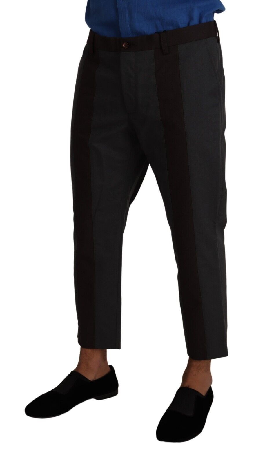 Dolce & Gabbana Grey Bordeaux Striped Cropped Trousers