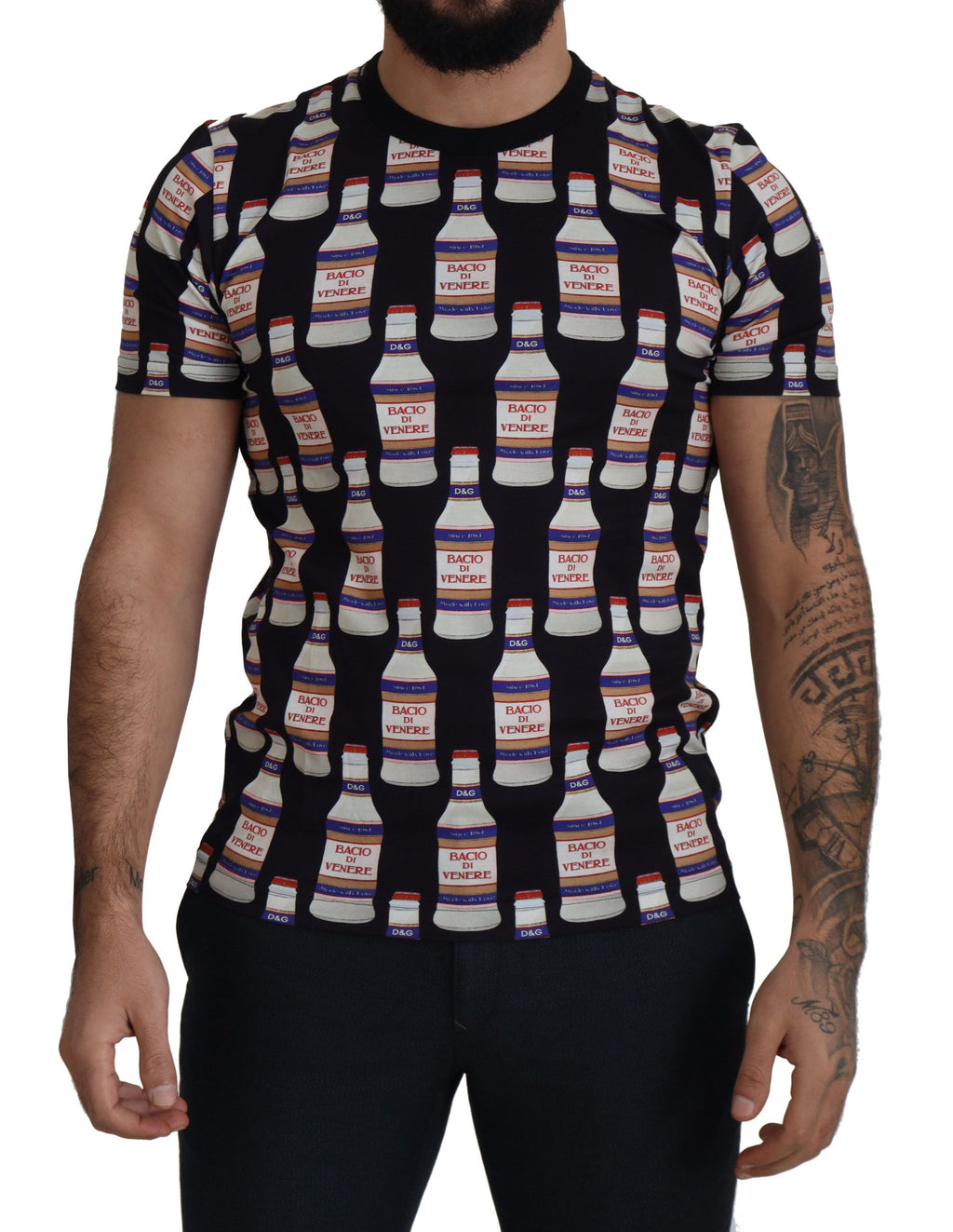 Dolce & Gabbana Black Bacio di Venere Cotton Crew T-Shirt