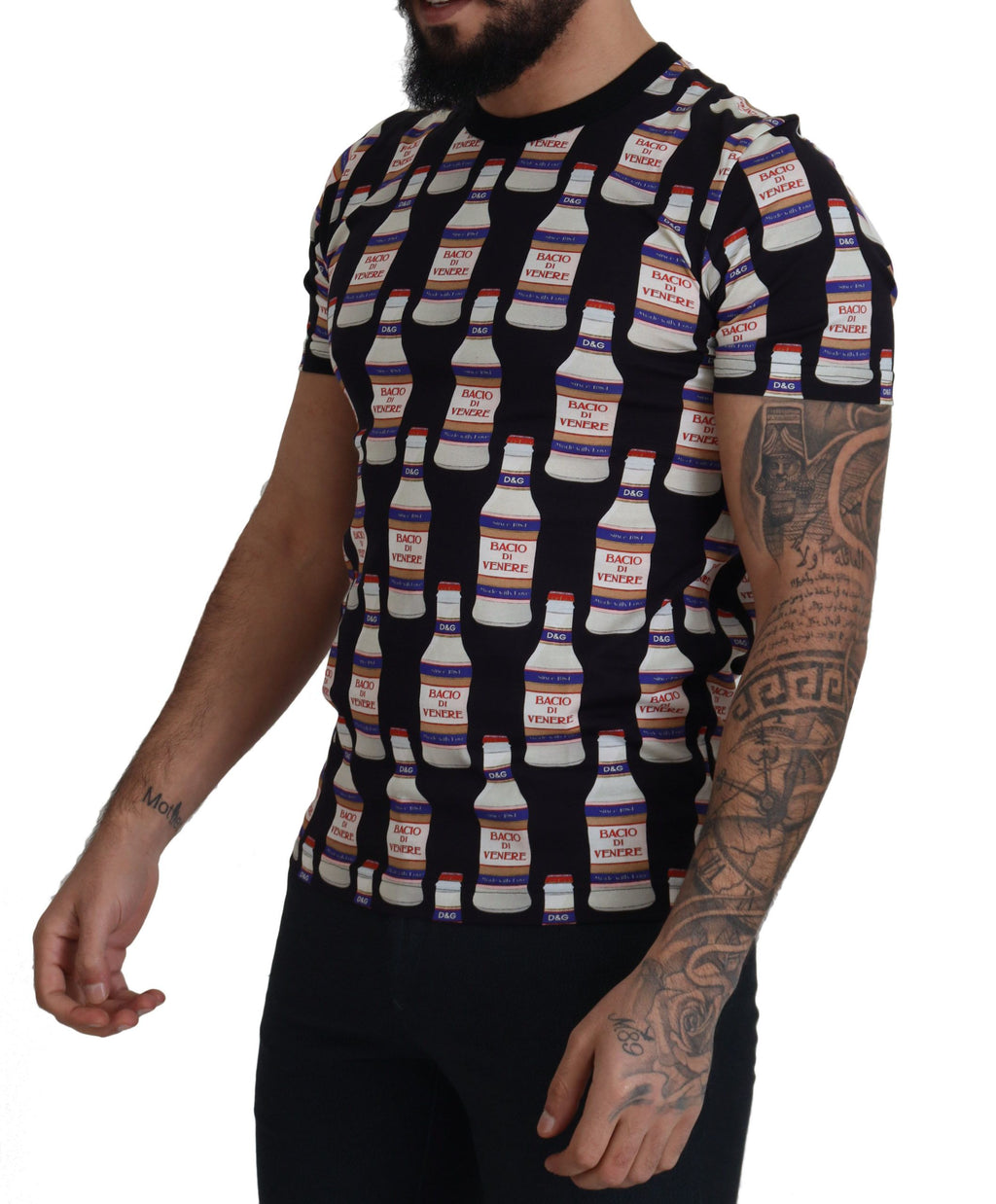 Dolce & Gabbana Black Bacio di Venere Cotton Crew T-Shirt
