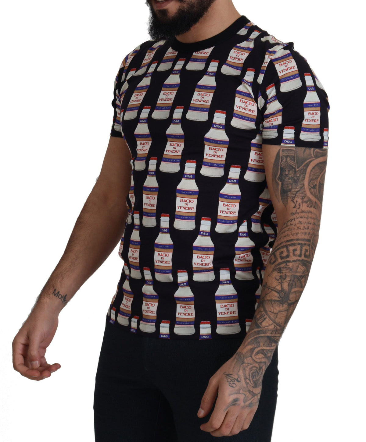 Dolce & Gabbana Black Bacio di Venere Cotton Crew T-Shirt