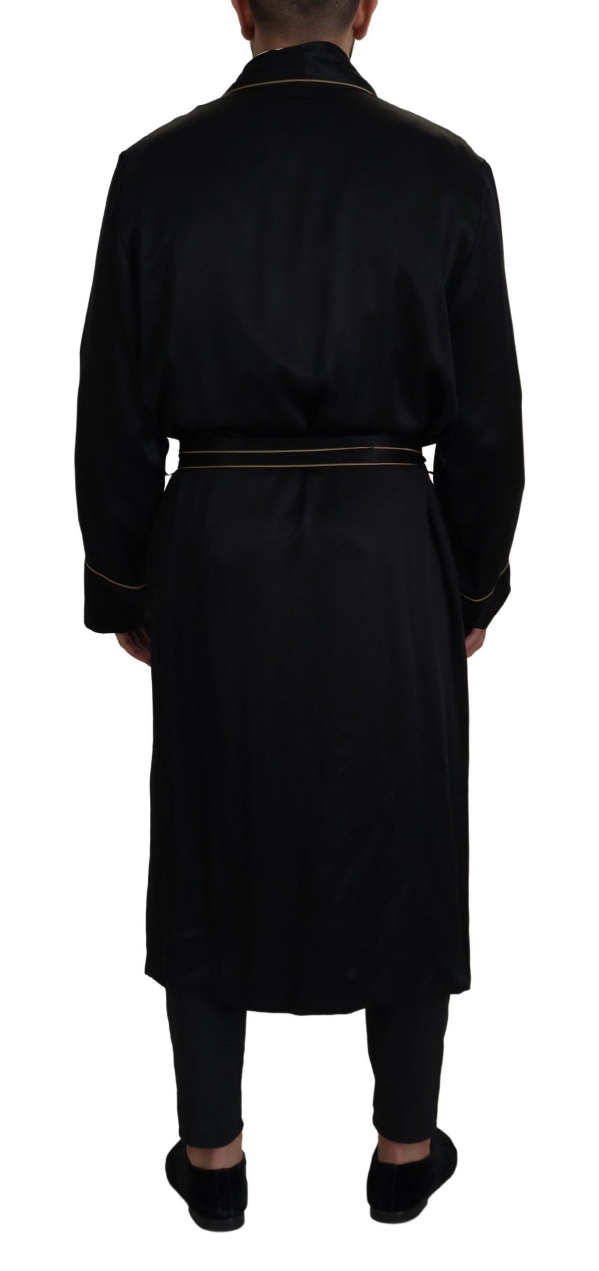 Dolce & Gabbana Black Silk Robe Coat Wrap Jacket
