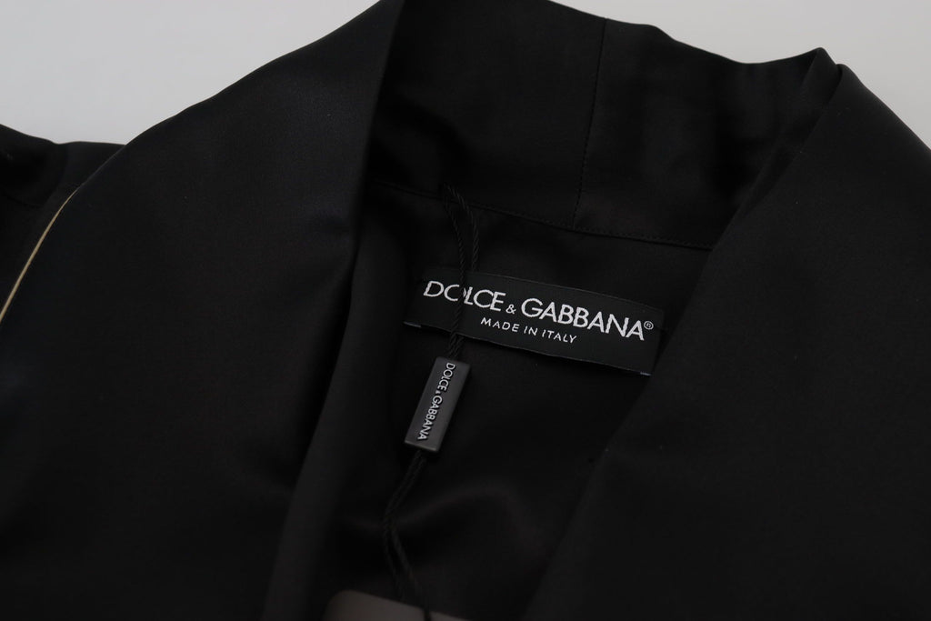 Dolce & Gabbana Black Silk Robe Coat Wrap Jacket