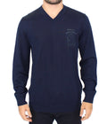 Ermanno Scervino Blue Wool Blend V-Neck Sweater