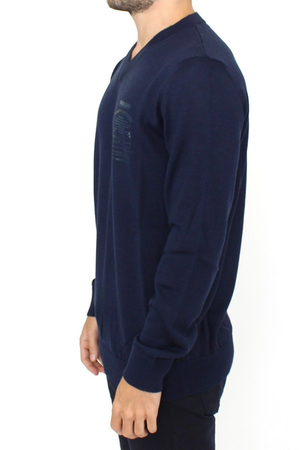 Ermanno Scervino Blue Wool Blend V-Neck Sweater