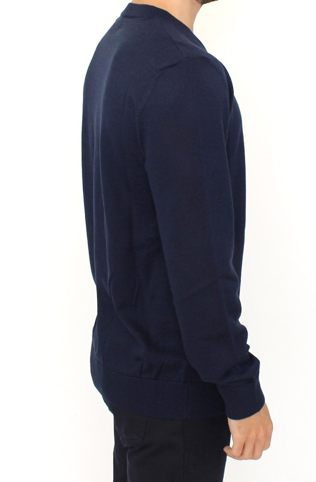 Ermanno Scervino Blue Wool Blend V-Neck Sweater