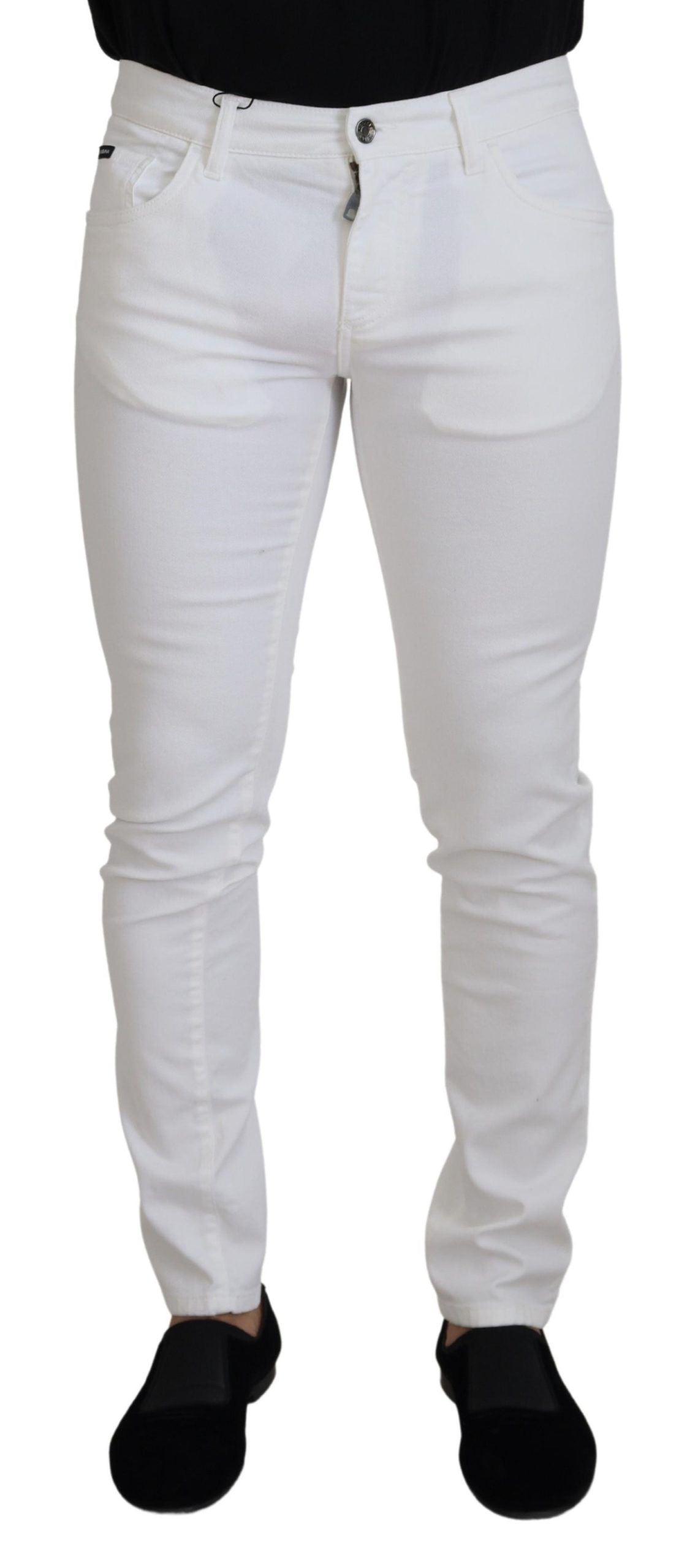 Dolce & Gabbana White Slim Skinny Stretch Cotton Jeans