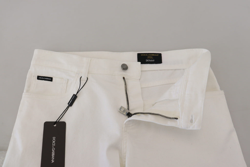 Dolce & Gabbana White Slim Skinny Stretch Cotton Jeans