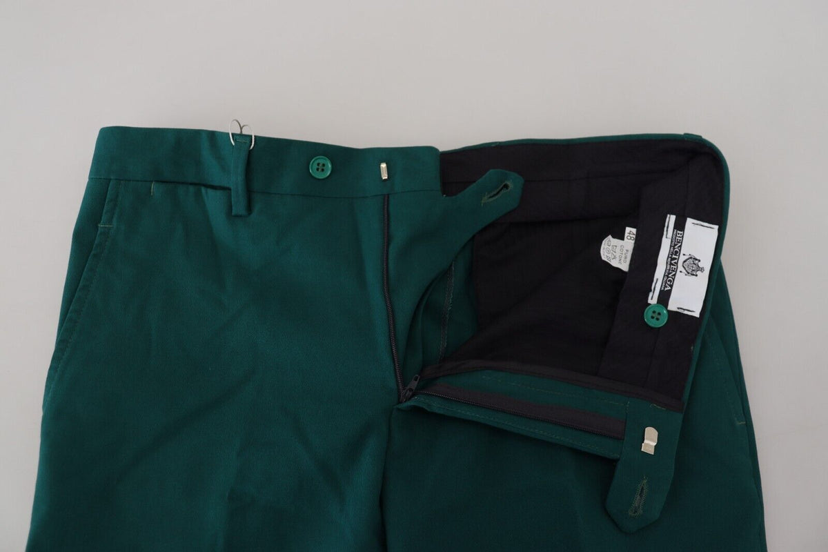 Bencivenga Green Straight Fit Formal Trousers