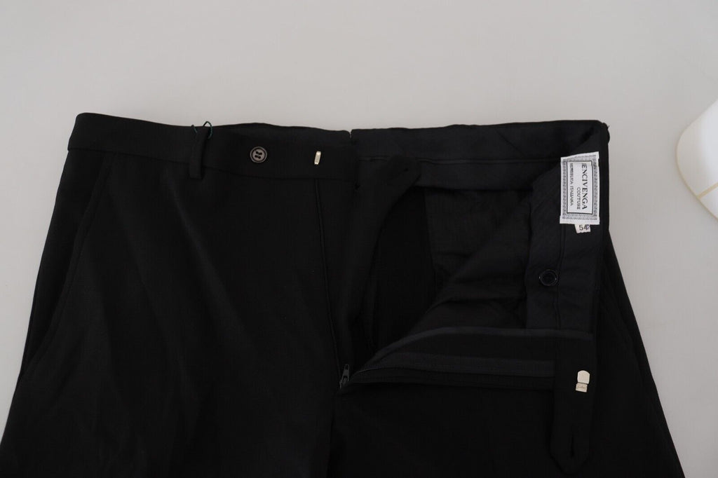 Bencivenga Black Straight Fit Formal Trousers
