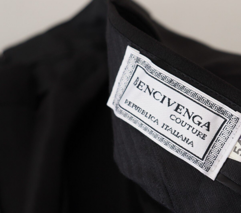Bencivenga Black Straight Fit Formal Trousers