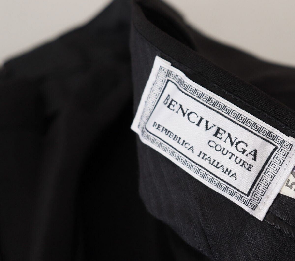 Bencivenga Black Straight Fit Formal Trousers