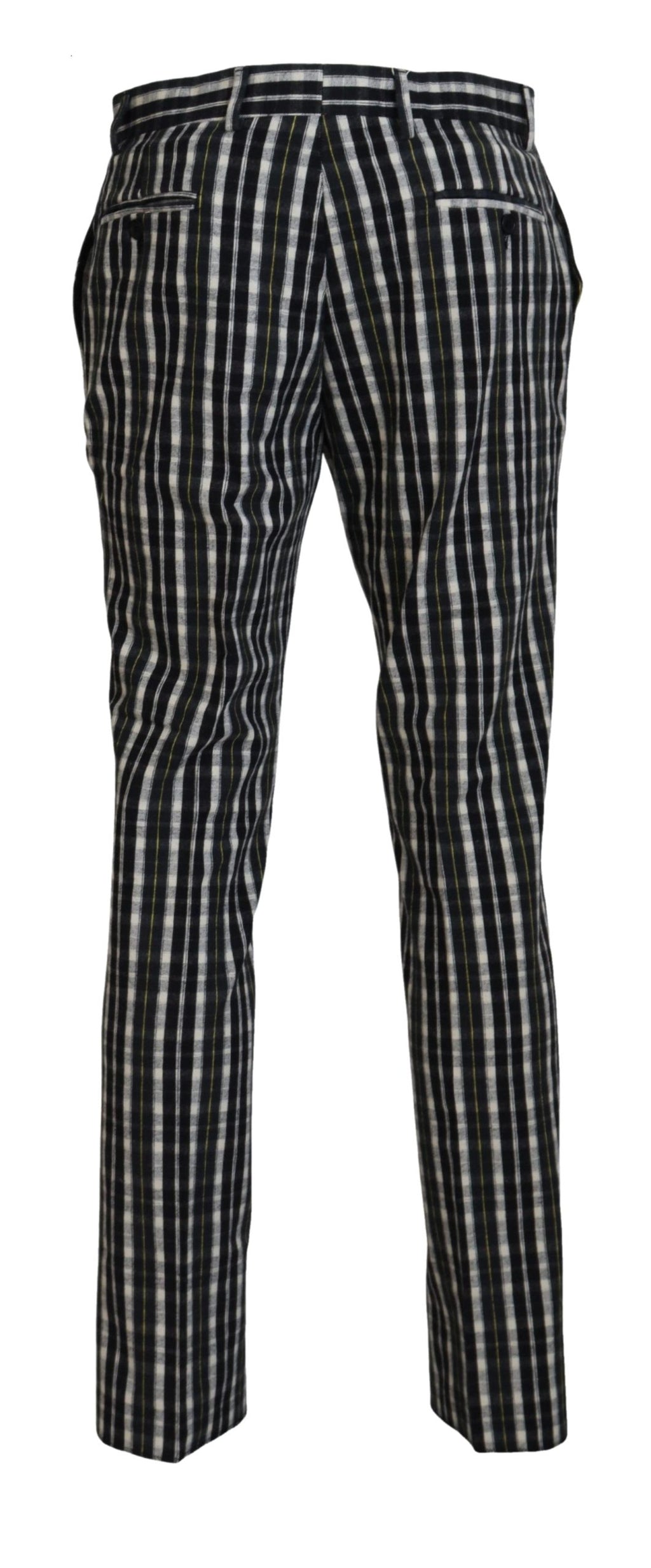 Bencivenga Black Checkered Cotton Casual Trousers