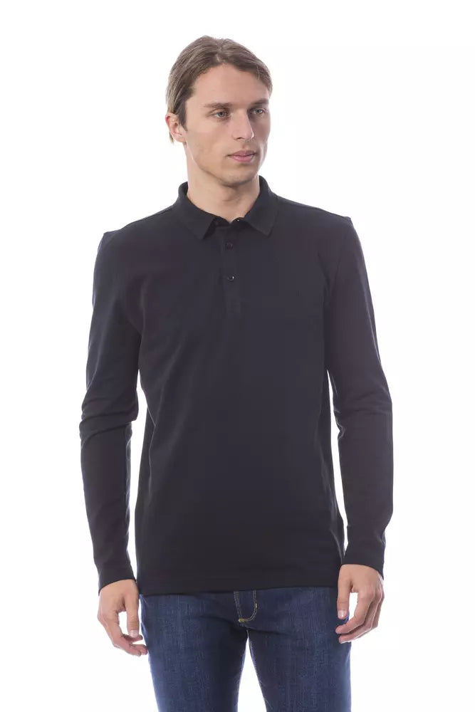 Verri Black Cotton Long-Sleeve Polo Shirt