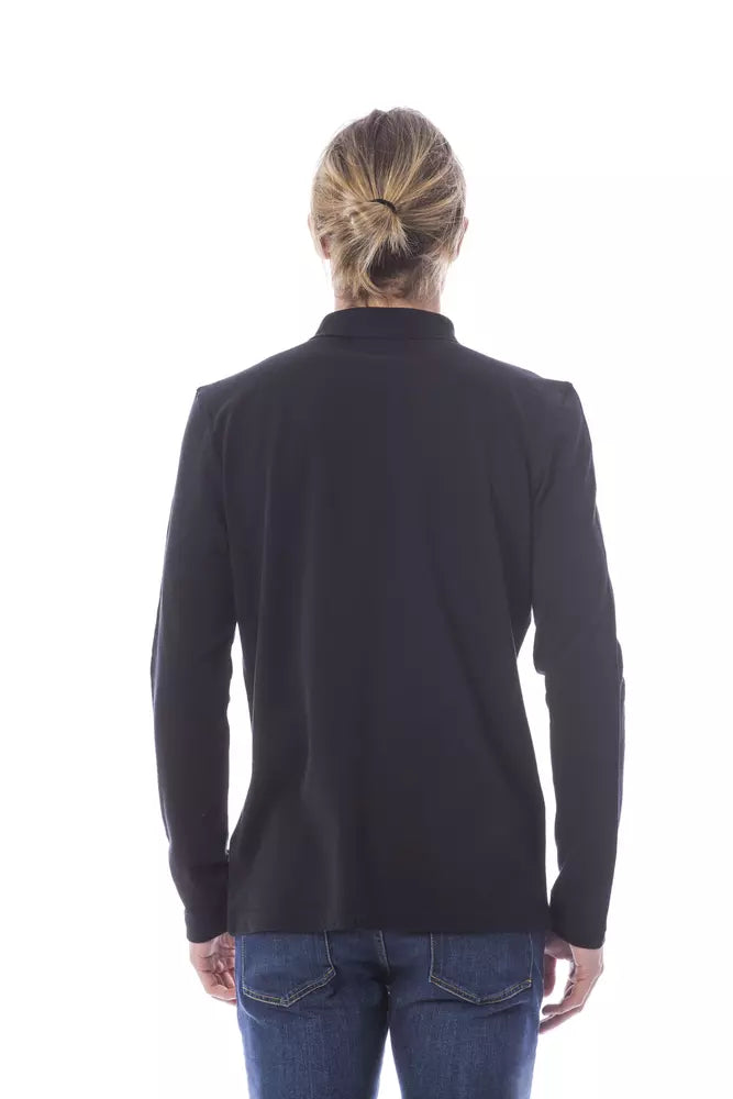 Verri Black Cotton Long-Sleeve Polo Shirt