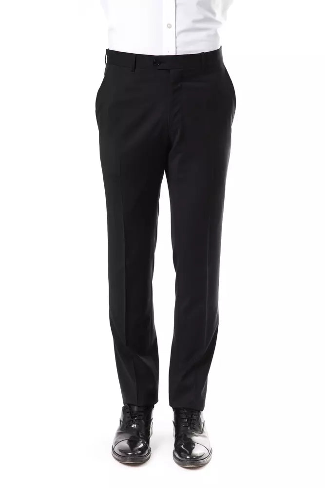 Uominitaliani Grey Wool Suit Trousers