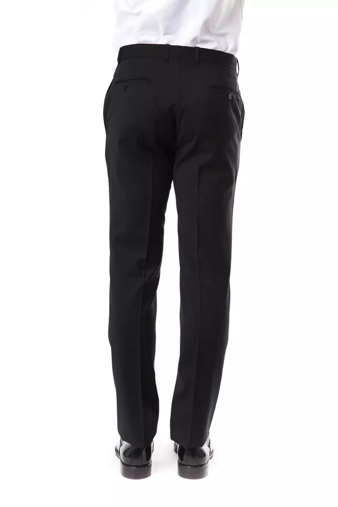 Uominitaliani Grey Wool Suit Trousers