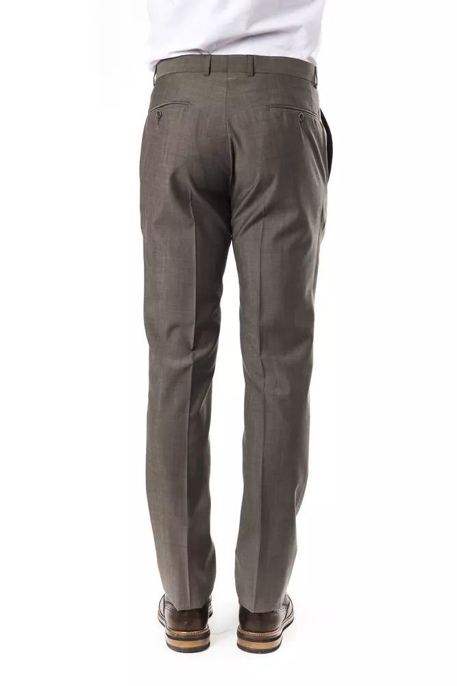 Uominitaliani Grey Wool Suit Trousers