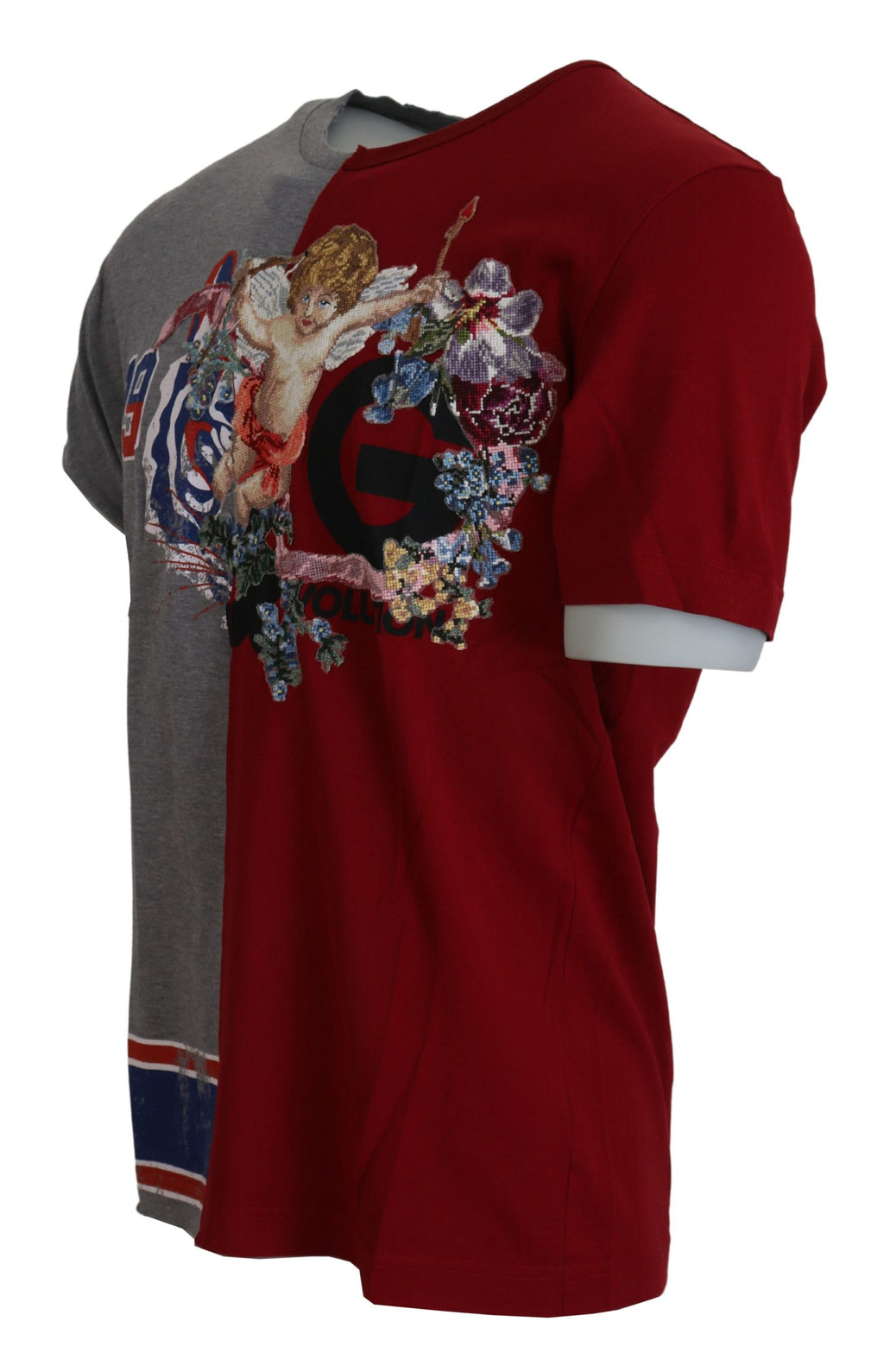 Dolce & Gabbana Red Grey Two Model DG Angel Crew Neck T-Shirt