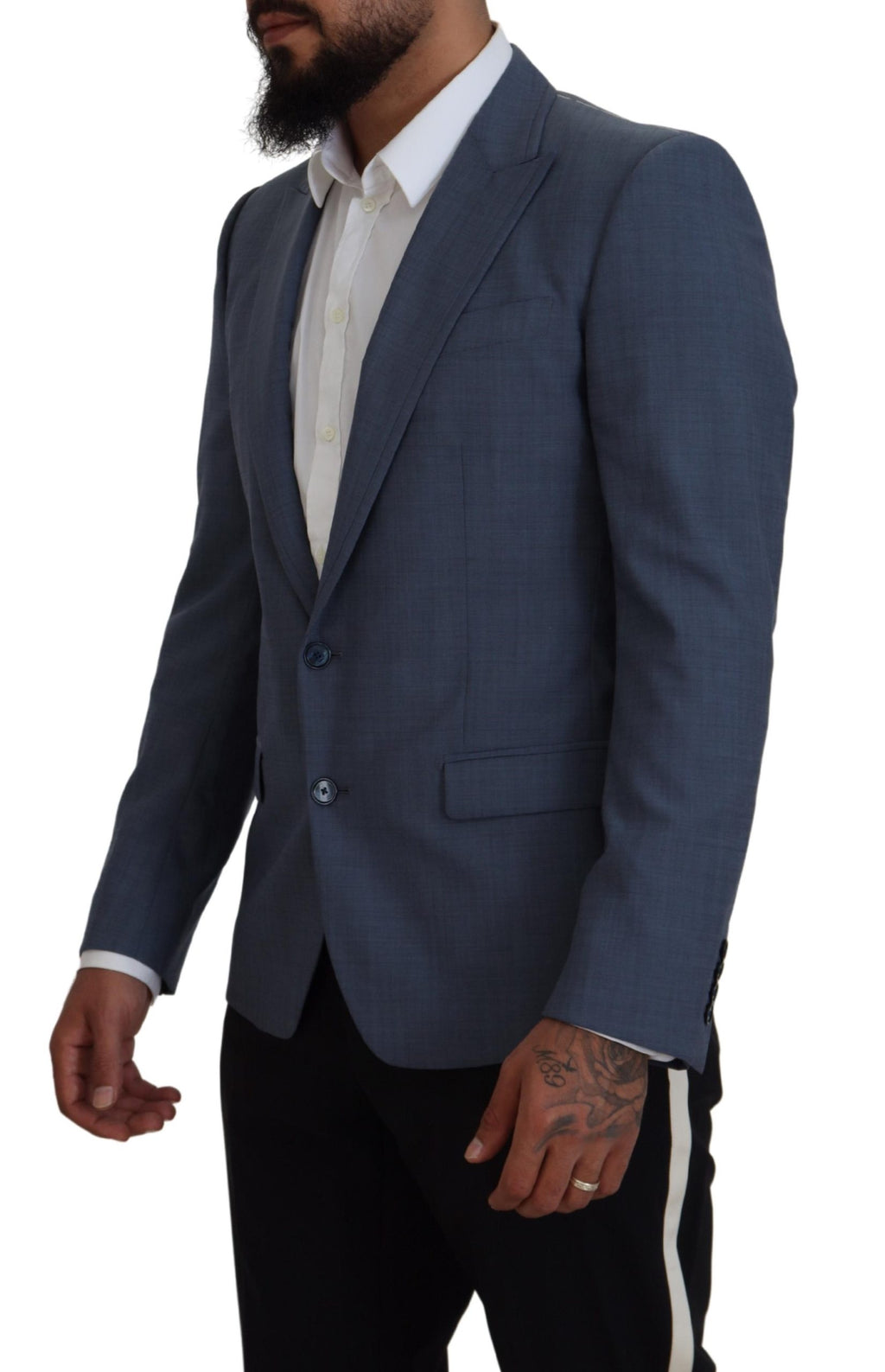 Dolce & Gabbana Blue Wool Stretch Slim Fit Blazer