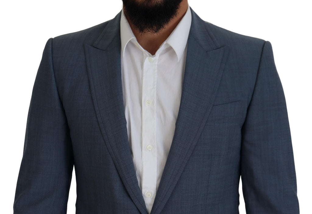 Dolce & Gabbana Blue Wool Stretch Slim Fit Blazer