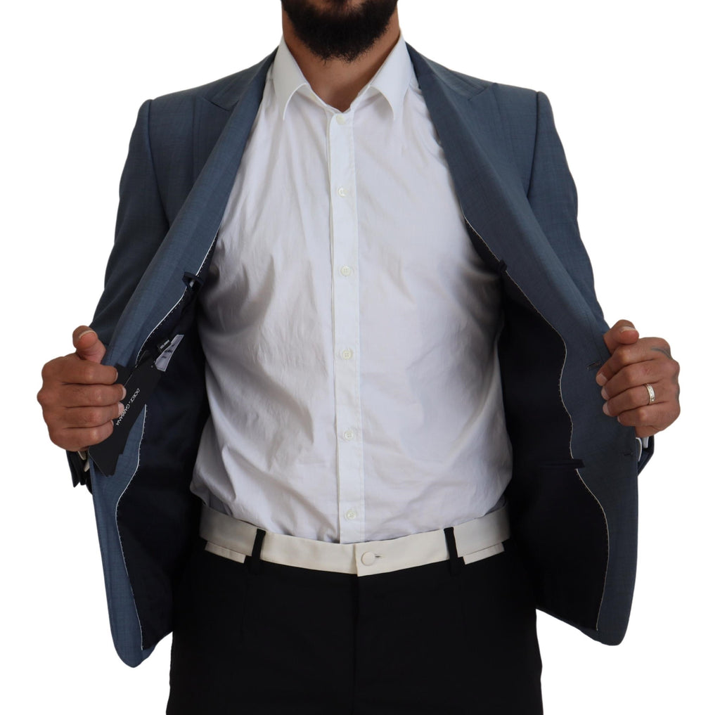 Dolce & Gabbana Blue Wool Stretch Slim Fit Blazer